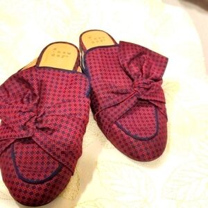 Purple Natalee Bow Loafer Mule Flats Size 8